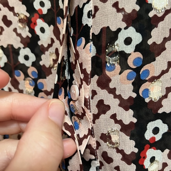 Dorothee Schumacher Pink Floral Silk Button Up Down Blouse Top Shell Size 3 - Picture 3 of 13